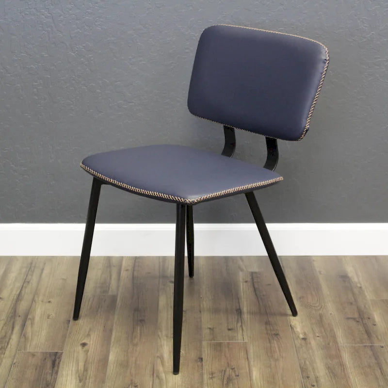 Faux Leather Dining Chair with Metal Legs and Stitched Detail
