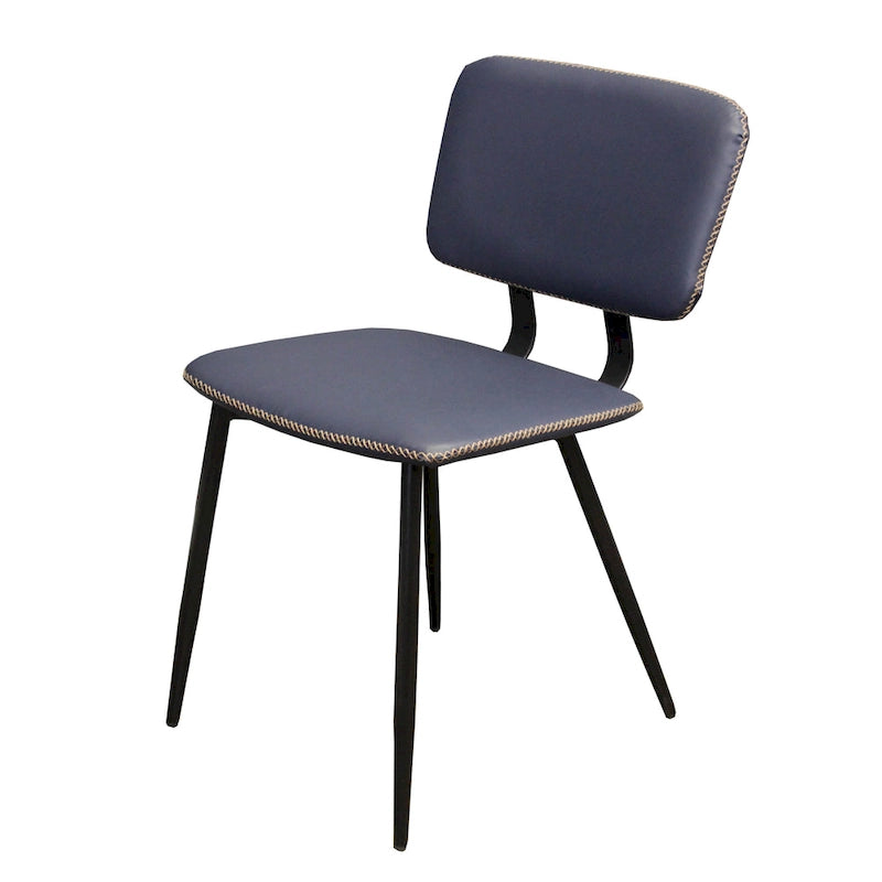 Faux Leather Dining Chair with Metal Legs and Stitched Detail
