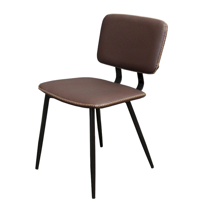 Faux Leather Dining Chair with Metal Legs and Stitched Detail