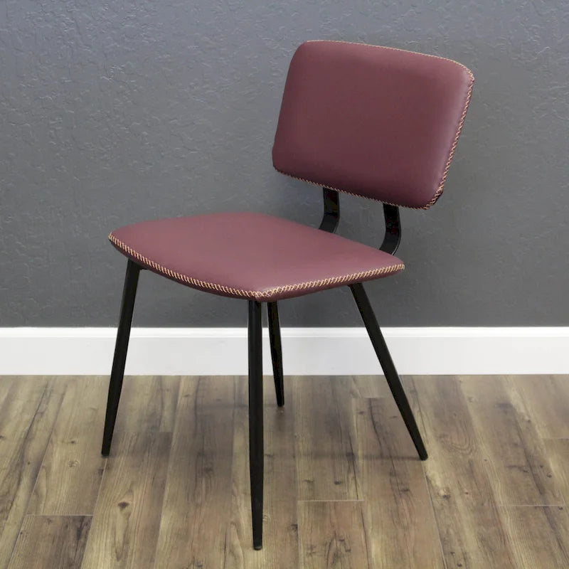 Faux Leather Dining Chair with Metal Legs and Stitched Detail