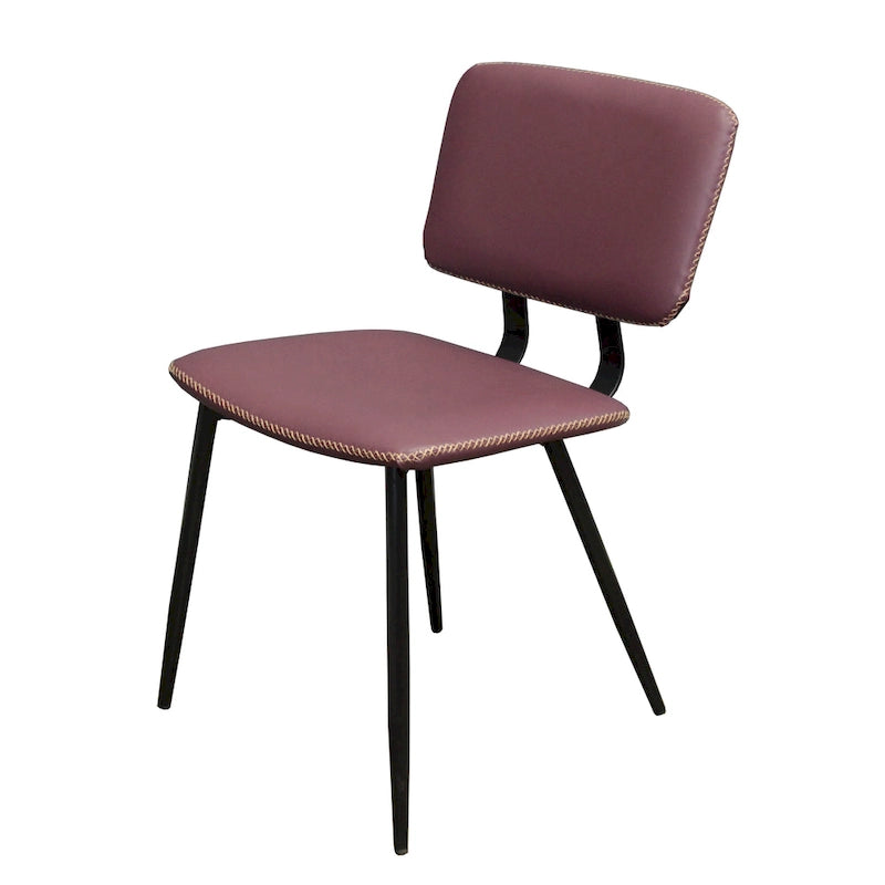 Faux Leather Dining Chair with Metal Legs and Stitched Detail