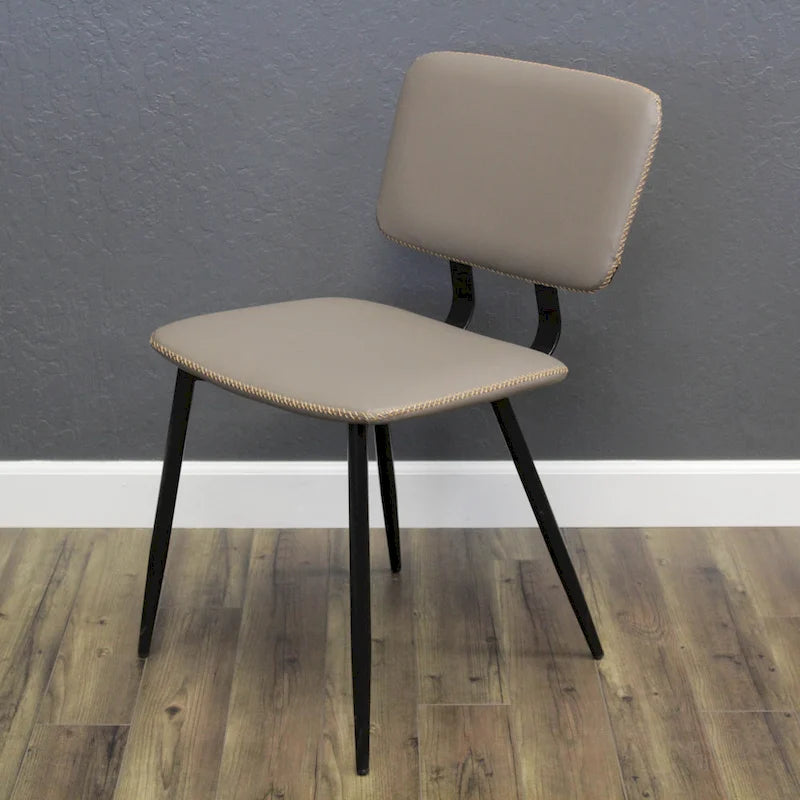 Faux Leather Dining Chair with Metal Legs and Stitched Detail