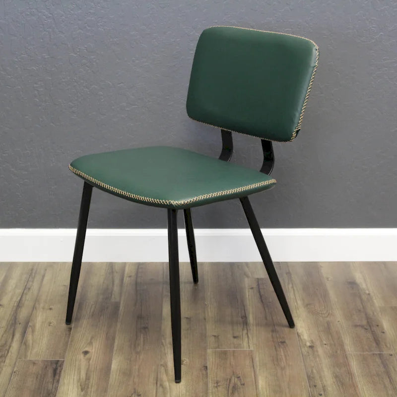 Faux Leather Dining Chair with Metal Legs and Stitched Detail