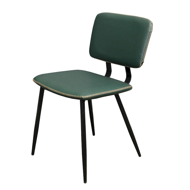 Faux Leather Dining Chair with Metal Legs and Stitched Detail