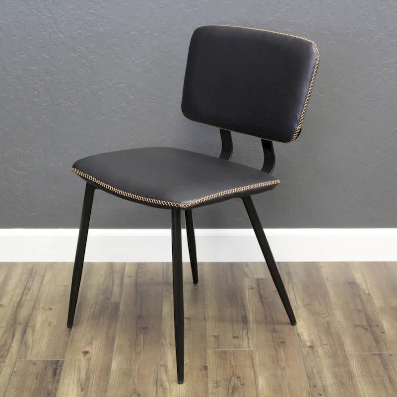 Faux Leather Dining Chair with Metal Legs and Stitched Detail