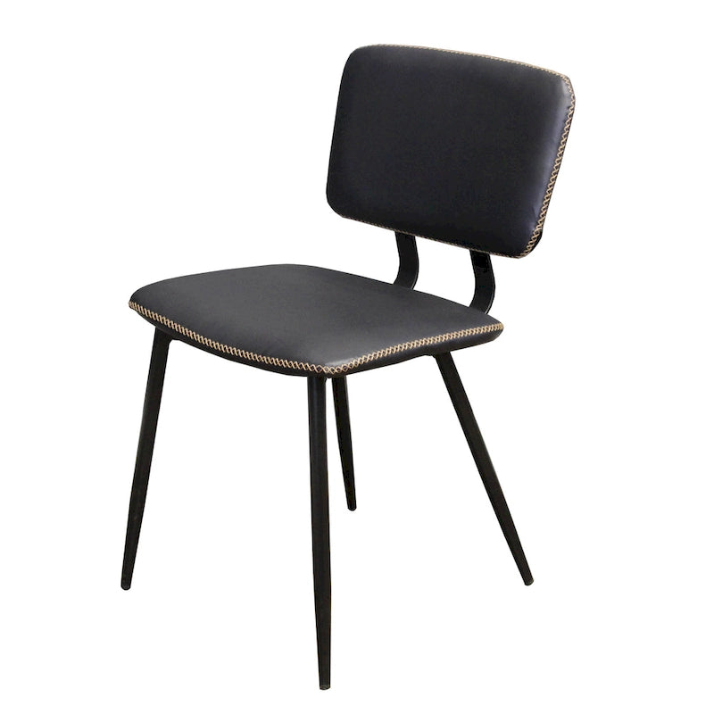 Faux Leather Dining Chair with Metal Legs and Stitched Detail