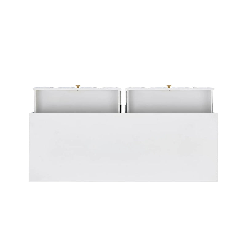 White Six-Drawer Dresser with Gold Geometric Textured Glam Tapered Legs