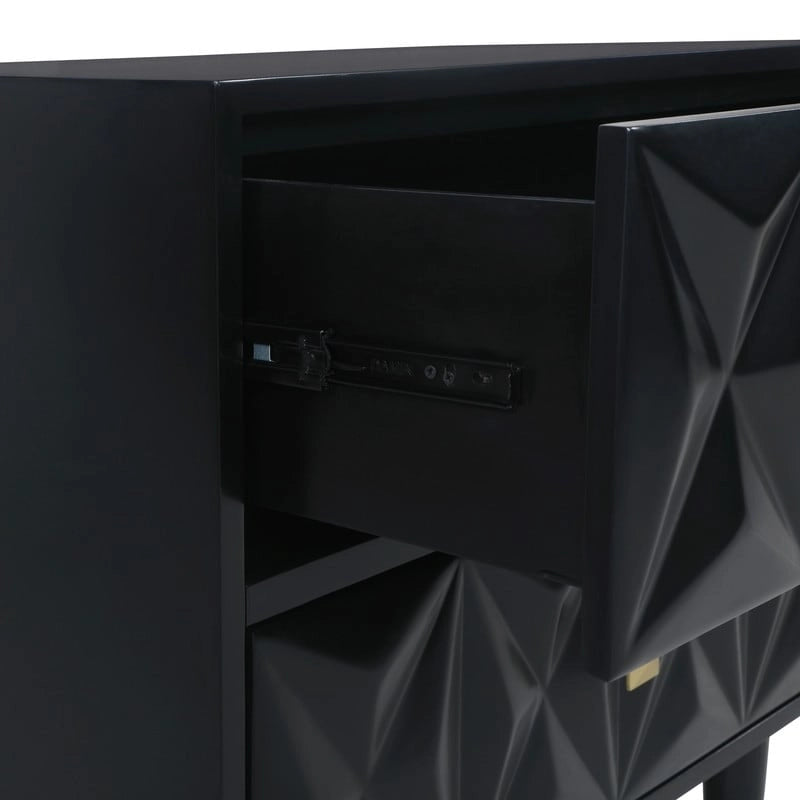 White Six-Drawer Dresser with Gold Geometric Textured Glam Tapered Legs