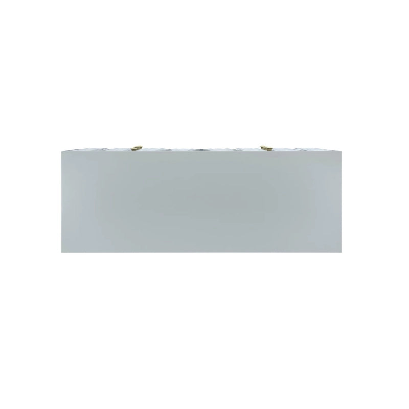 White Six-Drawer Dresser with Gold Geometric Textured Glam Tapered Legs