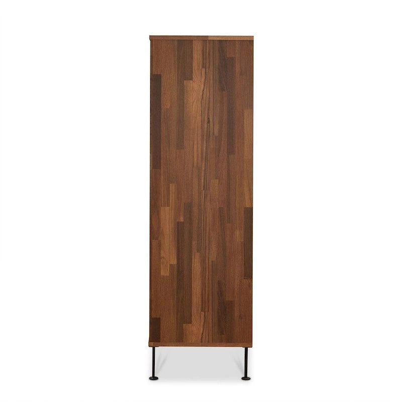 5-Drawer Chest of Drawers with Chrome Legs White Walnut Finish