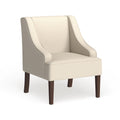 Cream Woven Polyester Swoop Arm Accent Chair with Dark Walnut Legs