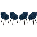 Tufted Denim Upholstered Barrel Armchair with Dark Walnut Beech Wood Legs