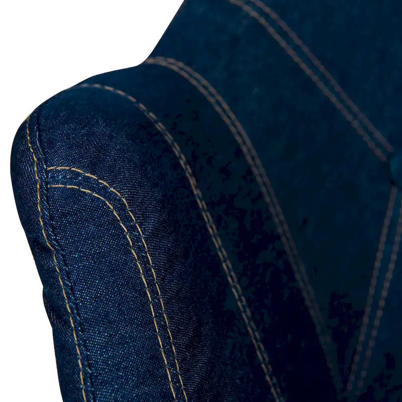 Tufted Denim Upholstered Barrel Armchair with Dark Walnut Beech Wood Legs