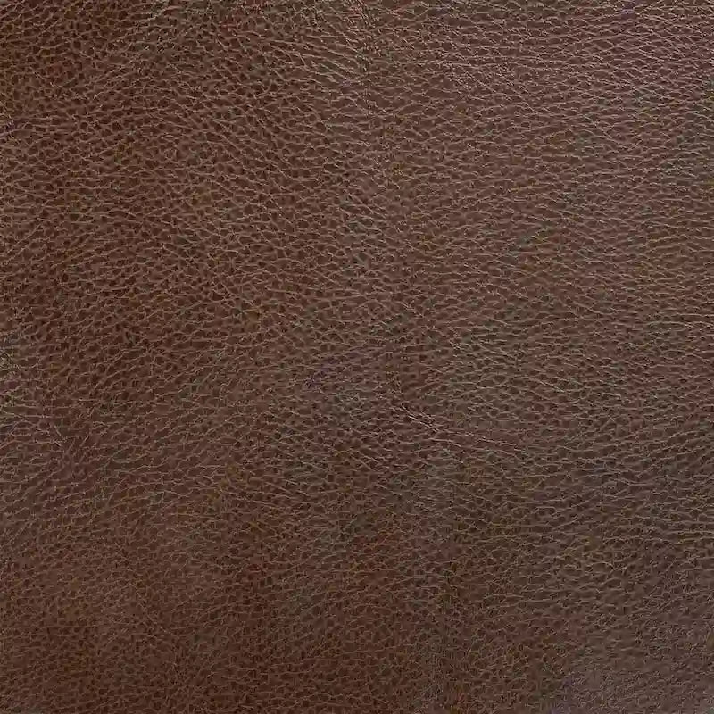 Round Channeled Upholstered Ottoman Footrest Caramel Faux Leather Modern Accent