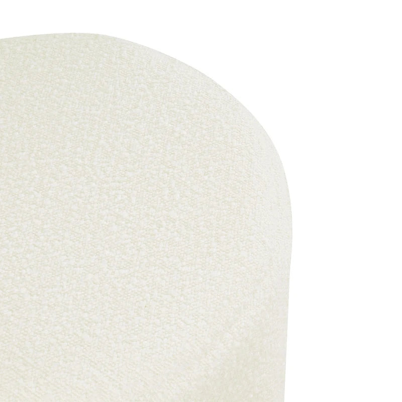 Round Channeled Upholstered Ottoman Footrest Caramel Faux Leather Modern Accent