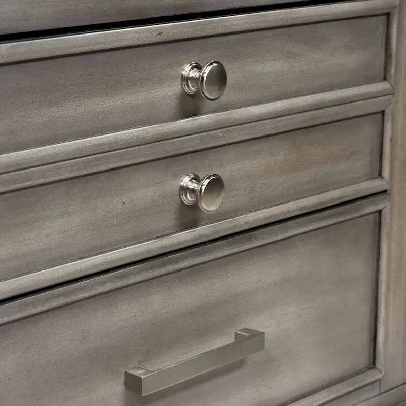 Transitional Sultry Grey Solid Wood 2-Drawer Nightstand with Metal Glides