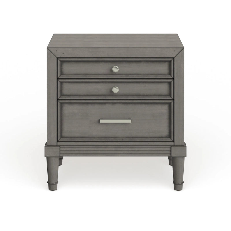 Transitional Sultry Grey Solid Wood 2-Drawer Nightstand with Metal Glides