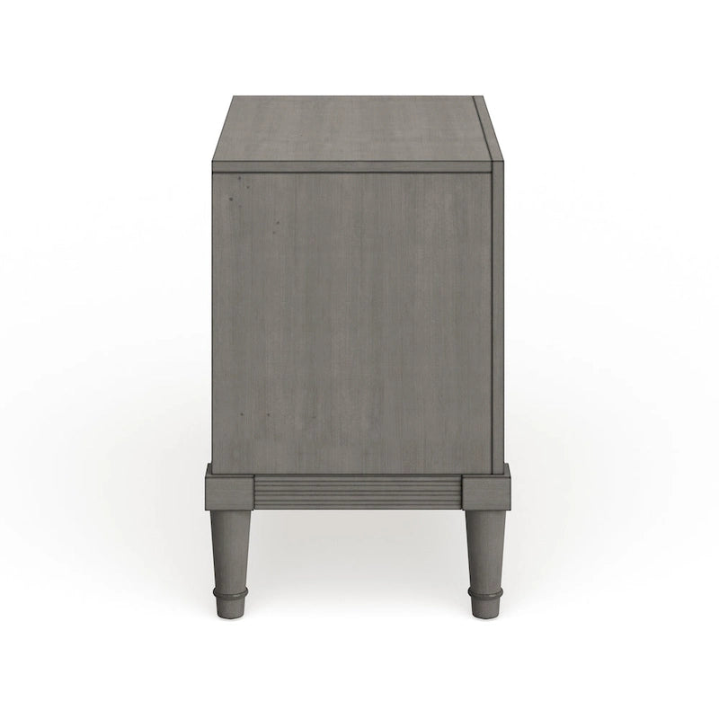 Transitional Sultry Grey Solid Wood 2-Drawer Nightstand with Metal Glides