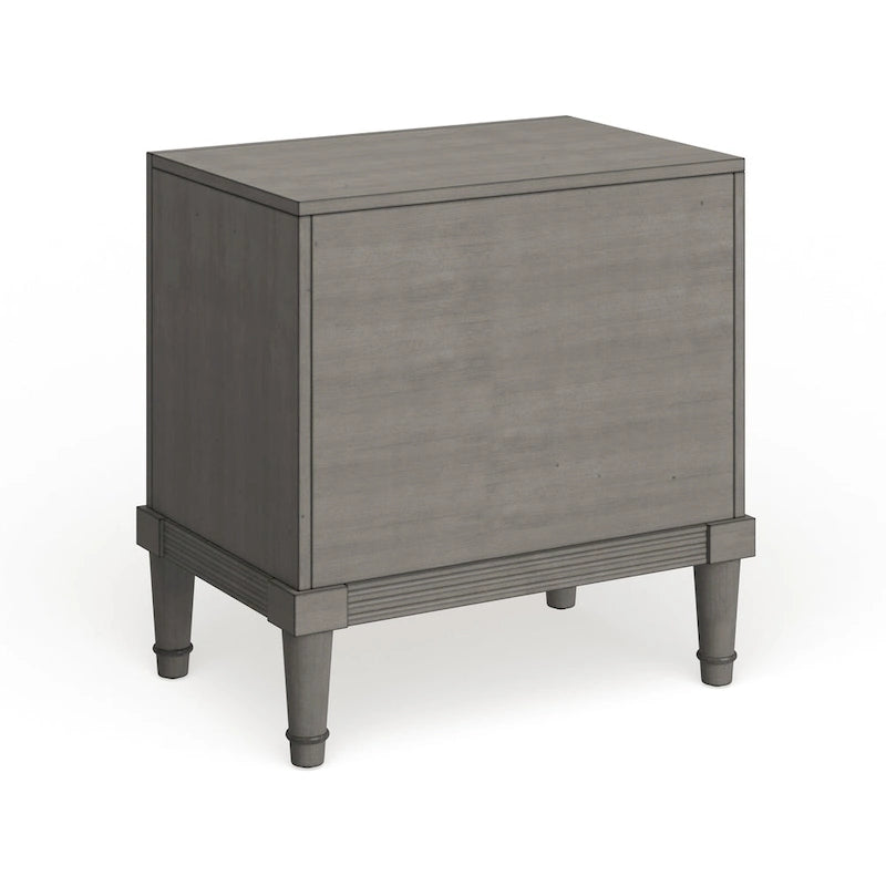 Transitional Sultry Grey Solid Wood 2-Drawer Nightstand with Metal Glides