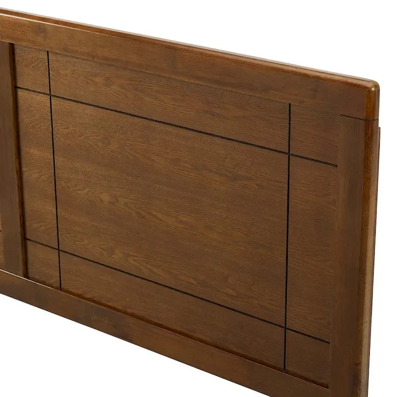 Full Size Walnut Brown Solid Wood Window Pane Adjustable Headboard