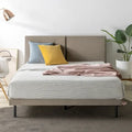 Latte Velvet Upholstered Platform Bed Frame with Split Panel Headboard