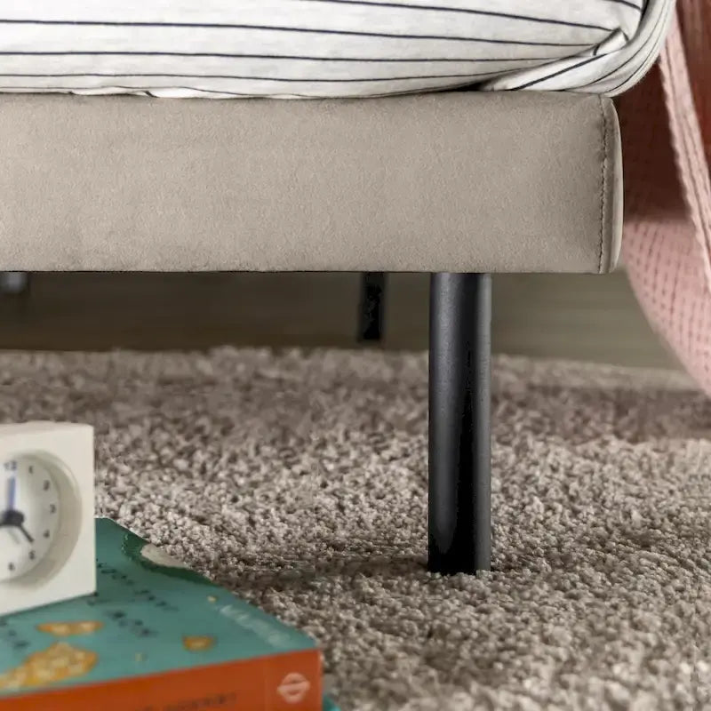 Latte Velvet Upholstered Platform Bed Frame with Split Panel Headboard