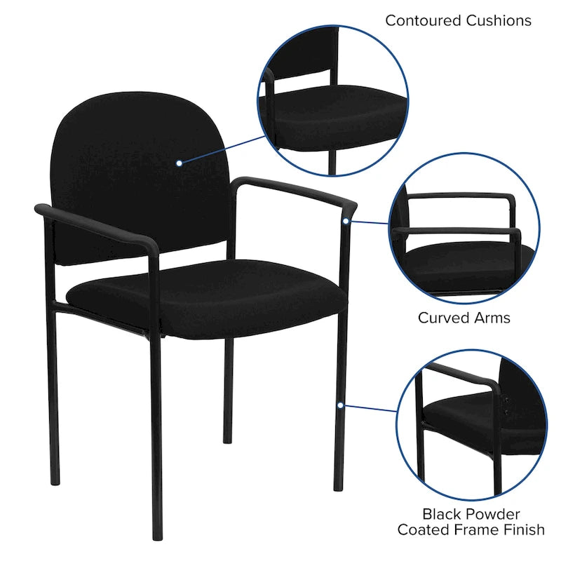 Padded Fabric Arm Chair with Steel Frame, Multiple Colors