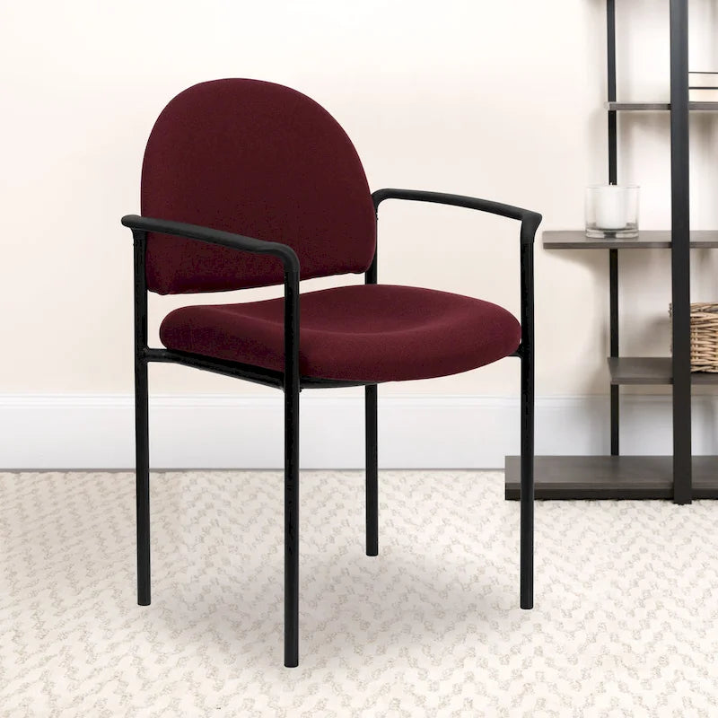 Padded Fabric Arm Chair with Steel Frame, Multiple Colors