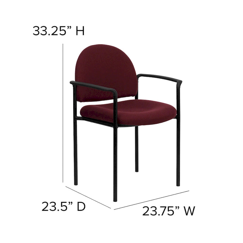 Padded Fabric Arm Chair with Steel Frame, Multiple Colors
