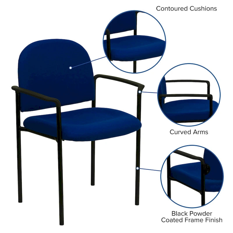 Padded Fabric Arm Chair with Steel Frame, Multiple Colors