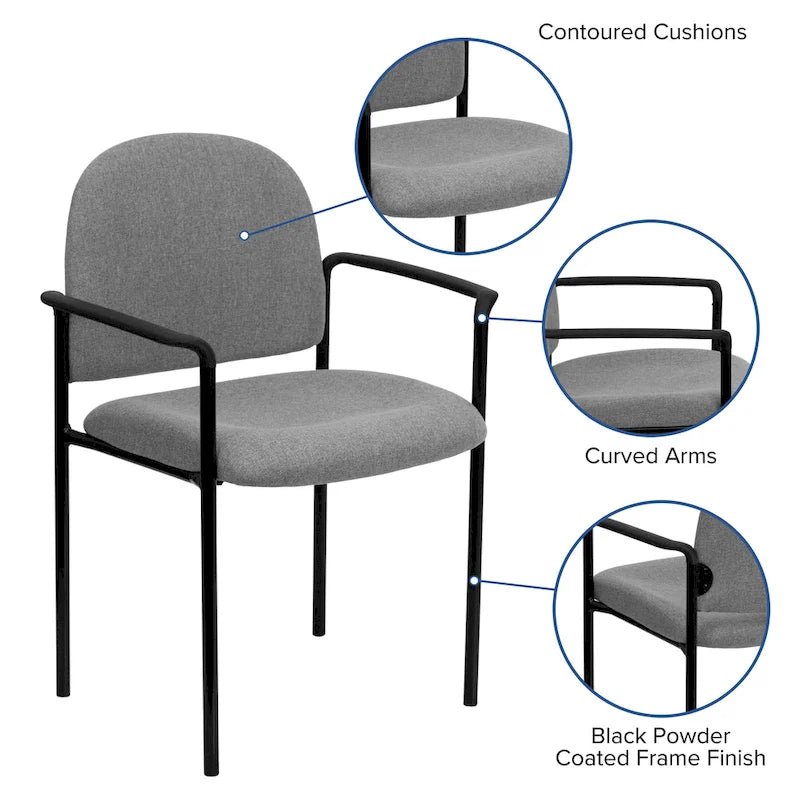Padded Fabric Arm Chair with Steel Frame, Multiple Colors
