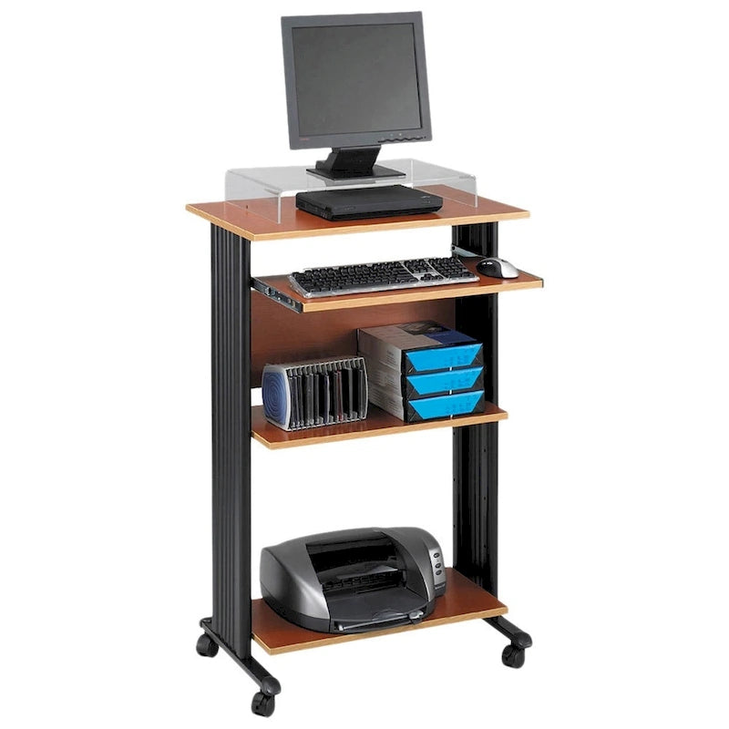 Mobile Standing Computer Desk and Printer Stand with Storage