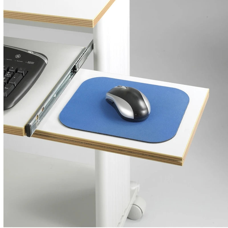 Rolling Multi-Shelf Computer Workstation Desk with Slide-Out Keyboard Tray