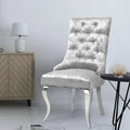Tufted Velvet Wingback Dining Chair Button-Tufted Backrest Silver Metal Legs