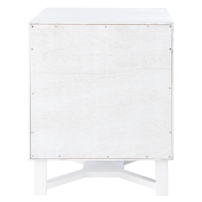Rattan Panel 2-Drawer Mindi Wood Nightstand Accent Table Natural Brown