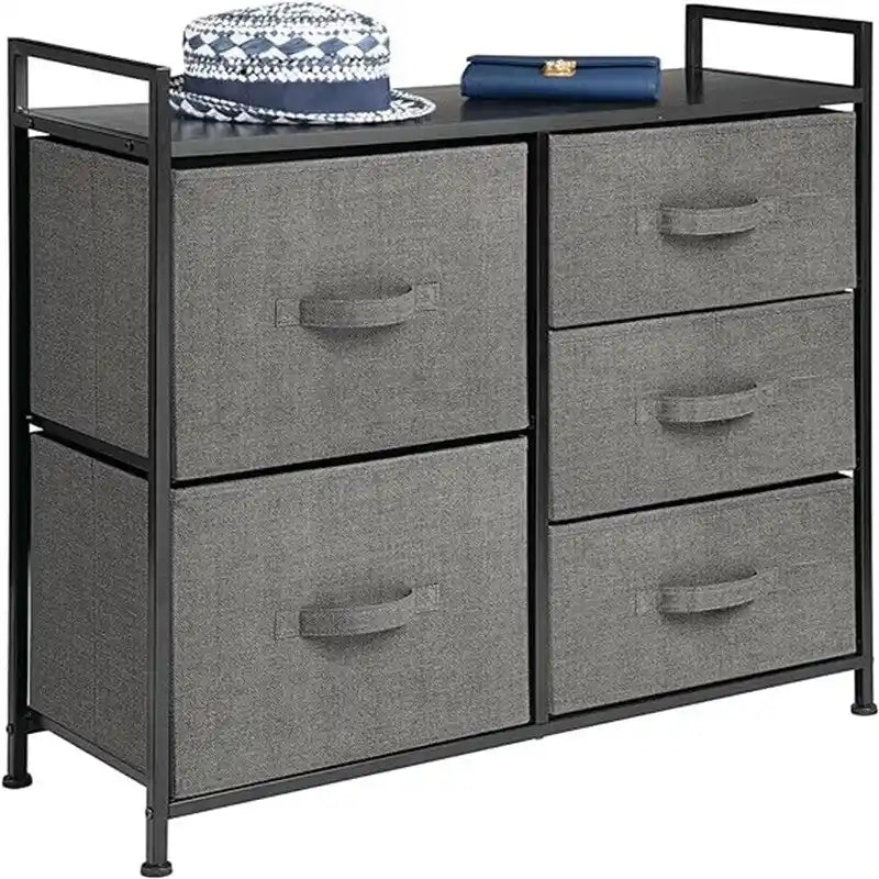 5-Drawer Wood Top Storage Dresser with Removable Drawers Charcoal Espresso