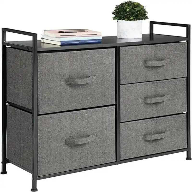 5-Drawer Wood Top Storage Dresser with Removable Drawers Charcoal Espresso