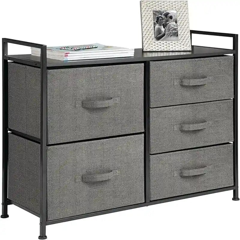 5-Drawer Wood Top Storage Dresser with Removable Drawers Charcoal Espresso