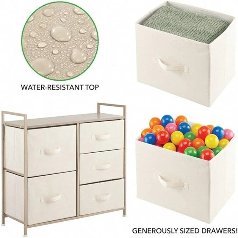 5-Drawer Wood Top Storage Dresser with Removable Drawers Charcoal Espresso