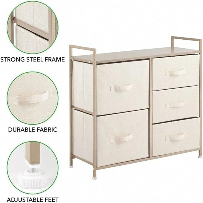 5-Drawer Wood Top Storage Dresser with Removable Drawers Charcoal Espresso