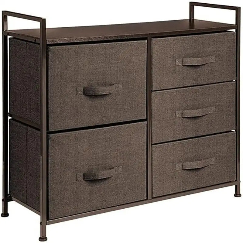 5-Drawer Wood Top Storage Dresser with Removable Drawers Charcoal Espresso