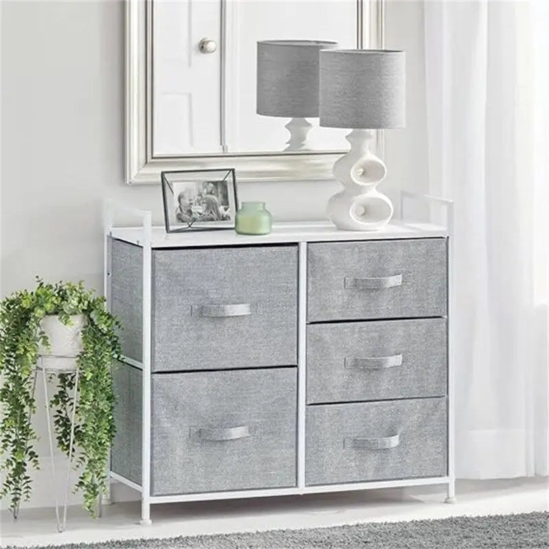 5-Drawer Wood Top Storage Dresser with Removable Drawers Charcoal Espresso