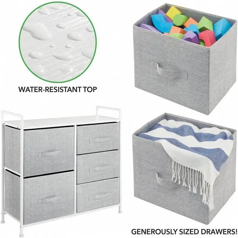5-Drawer Wood Top Storage Dresser with Removable Drawers Charcoal Espresso