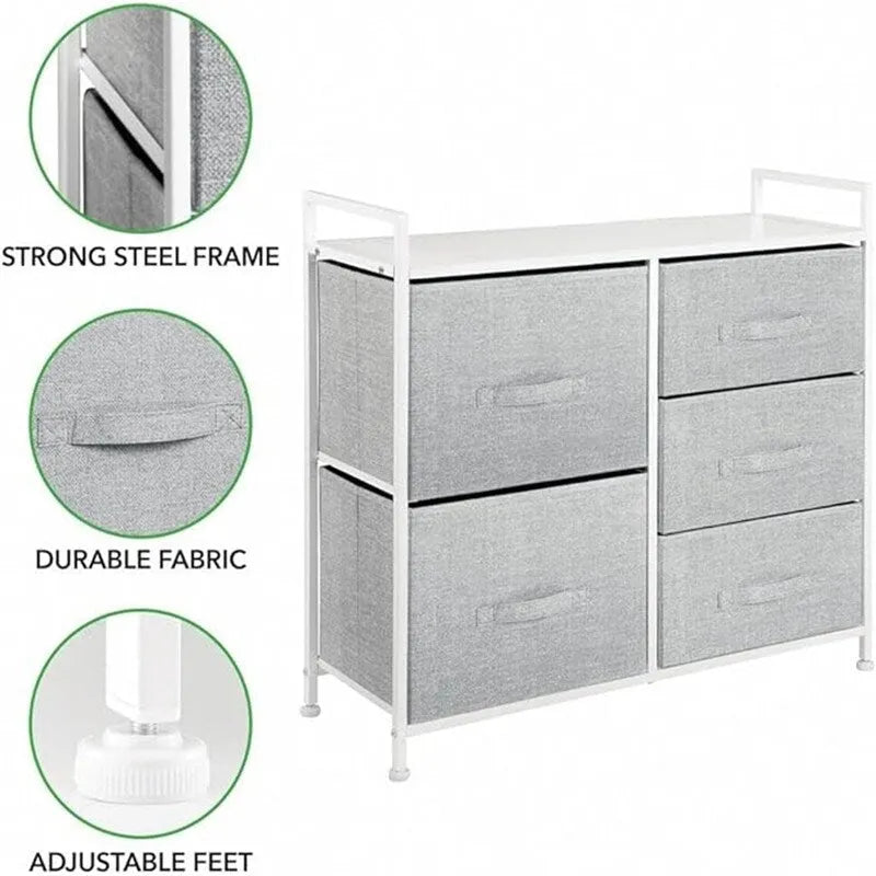 5-Drawer Wood Top Storage Dresser with Removable Drawers Charcoal Espresso