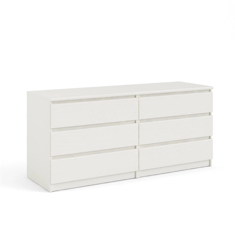 White 6-Drawer Handleless Chest of Drawers Freestanding Bedroom Storage Dresser