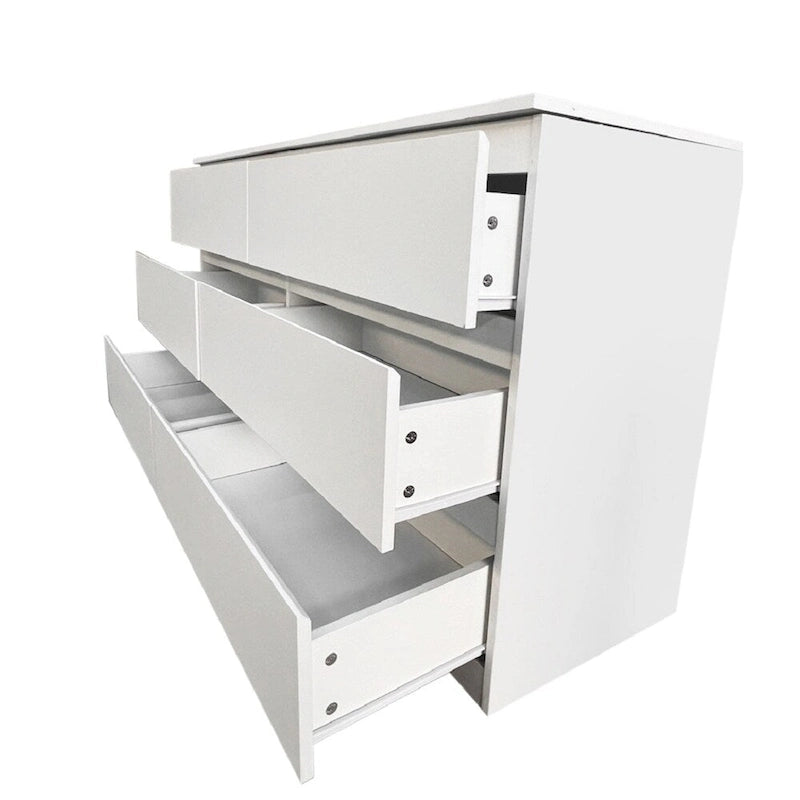 White 6-Drawer Handleless Chest of Drawers Freestanding Bedroom Storage Dresser