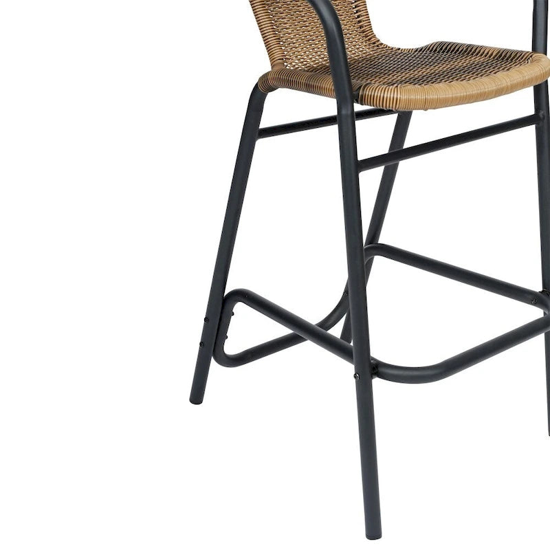 Indoor Outdoor Rattan Barstool with Powder Coated Aluminum Frame Gray