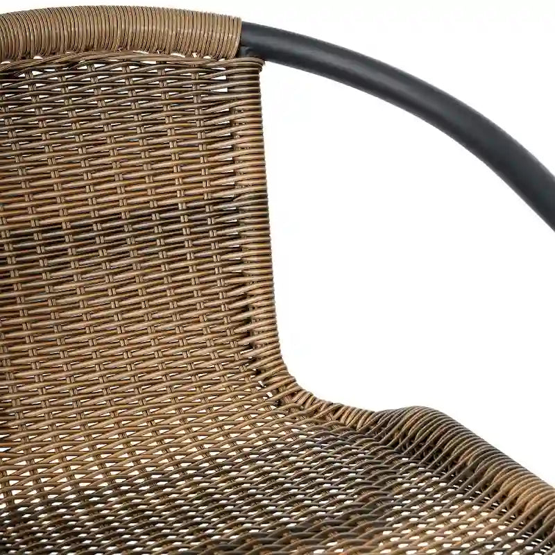 Indoor Outdoor Rattan Barstool with Powder Coated Aluminum Frame Gray