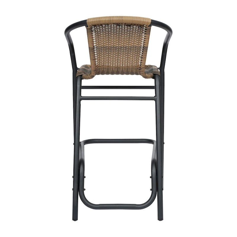 Indoor Outdoor Rattan Barstool with Powder Coated Aluminum Frame Gray