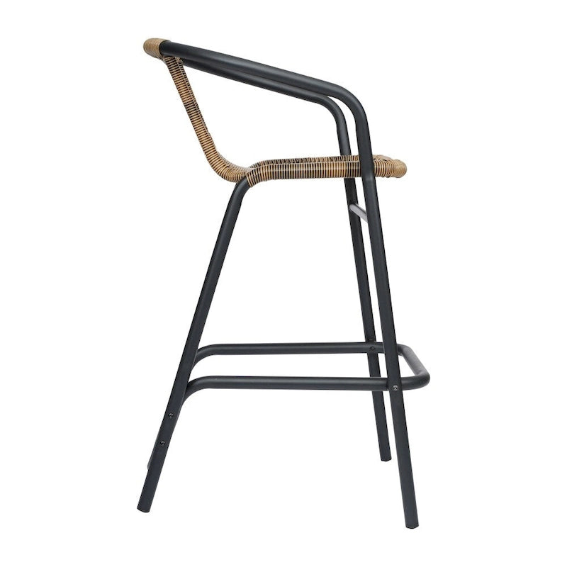 Indoor Outdoor Rattan Barstool with Powder Coated Aluminum Frame Gray